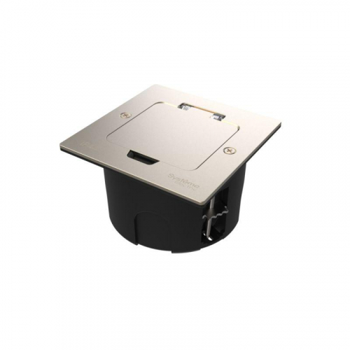 Лючок MultiDesk MDK21 с розеткой 2P+E 16А 250В IP44 с монтажной коробкой для стены фальшпола стола никель SE MDK21102NA фото 3