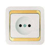 Розетка 1-м СП Mimoza 16А IP20 без заземл. бел./зол. Makel 12202