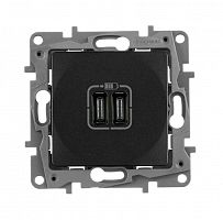 Устройство зарядное Etika с 2-мя USB разъемами C и C 240В/5В 3000мА антрацит IEK 672635