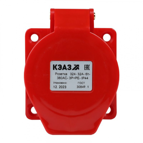 Розетка фланцевая 324 32А 380AC 3P+PE 6ч IP44 КЭАЗ 222760 Розетка фланцевая 324 32А 380AC 3P+PE 6ч IP44 КЭАЗ 222760