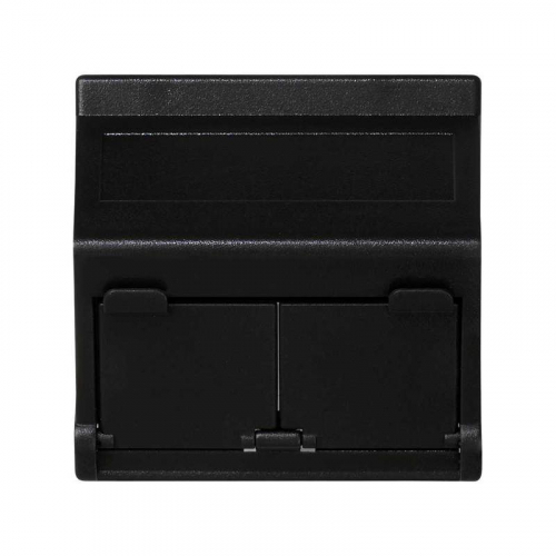 Плата наклонная защ. шторки на 2-мод. MD (RJ45 оптоволокно) 45х45мм графит Simon Connect KB80-14