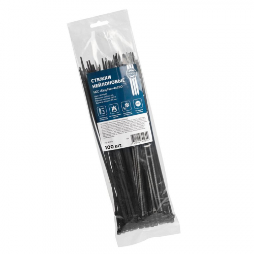 Хомут нейлоновый НСС "EasyFix" 4х250 черн. (уп.100шт) Fortisflex 84815 фото 2 Хомут нейлоновый НСС "EasyFix" 4х250 черн. (уп.100шт) Fortisflex 84815 фото 2