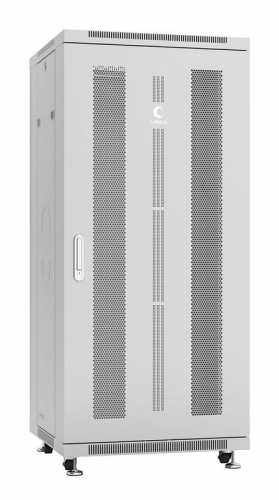 Шкаф монтажный телекоммуникационный напольн. ND-05C-27U60/60 19дюйм 27U 600х600х1388мм для распределит. и серверн. оборудования; передн. и задн. перфорир. двери ручка с замком RAL 7035 сер. Cabeus 7885c