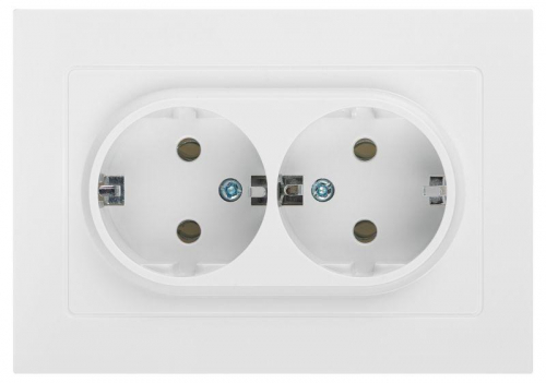 Розетка 2-м СП Accent 6-205-01 16А IP20 250В 2P+E Schuko AL/CU бел. Intro Б0063485
