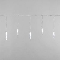 Гирлянда светодиодная "Айсикл" (бахрома) "Сосульки" 1.5х0.25м 10LED бел. 0.51Вт IP20 провод прозр. Neon-Night 303-068