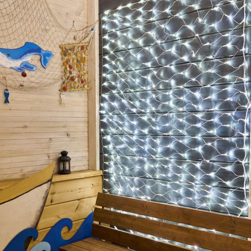 Гирлянда светодиодная "Сеть" 2х1.5м 288LED бел. 24Вт 230В IP65 свечение с динамикой провод ПВХ прозр. Neon-Night 215-045 фото 5