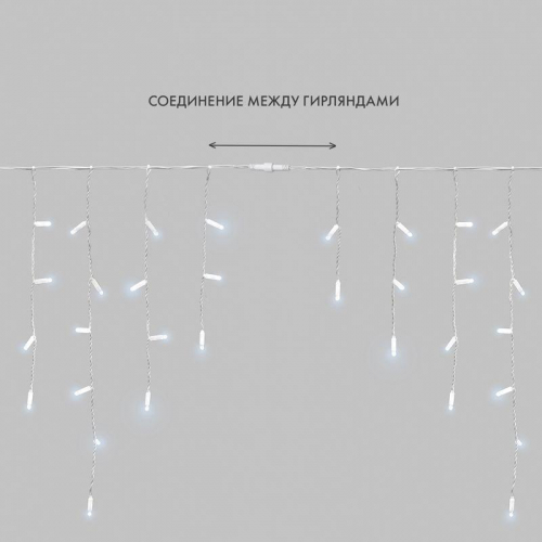 Гирлянда светодиодная "Айсикл" (бахрома) 2.4х0.6м 88LED бел. 7Вт 230В IP65 провод бел. Neon-Night 255-034 фото 9 Гирлянда светодиодная "Айсикл" (бахрома) 2.4х0.6м 88LED бел. 7Вт 230В IP65 провод бел. Neon-Night 255-034 фото 9