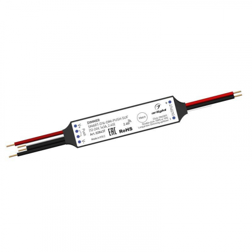 Диммер SMART-D16-DIM-PUSH-SUF (12-24В 1х3А 2.4G) пластик Arlight 028437 Диммер SMART-D16-DIM-PUSH-SUF (12-24В 1х3А 2.4G) пластик Arlight 028437