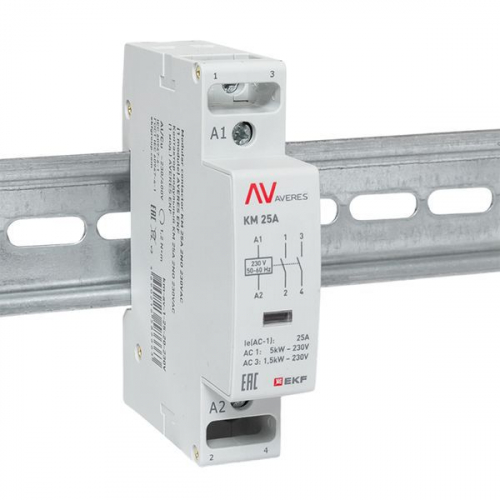 Контактор модульный КМ 25А 2NО 230В AC (1 мод.) AVERES EKF km-av-1-25-20-230V фото 2 Контактор модульный КМ 25А 2NО 230В AC (1 мод.) AVERES EKF km-av-1-25-20-230V фото 2