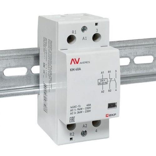 Контактор модульный КМ 40А 1NC+1NO 230В AC (2 мод.) AVERES EKF km-av-2-40-11-230V фото 2 Контактор модульный КМ 40А 1NC+1NO 230В AC (2 мод.) AVERES EKF km-av-2-40-11-230V фото 2