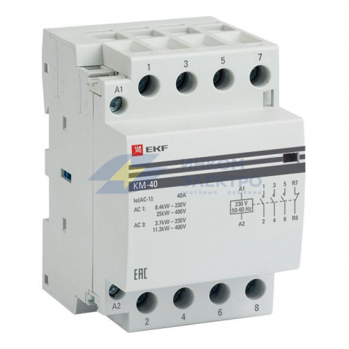 Контактор модульный КМ 40А 3NО+NC (3 мод.) EKF km-3-40-31 Контактор модульный КМ 40А 3NО+NC (3 мод.) EKF km-3-40-31