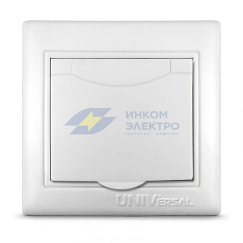 Розетка 1-м СП Севиль 16А IP20 с заземл. с крышкой бел. UNIVersal С0029