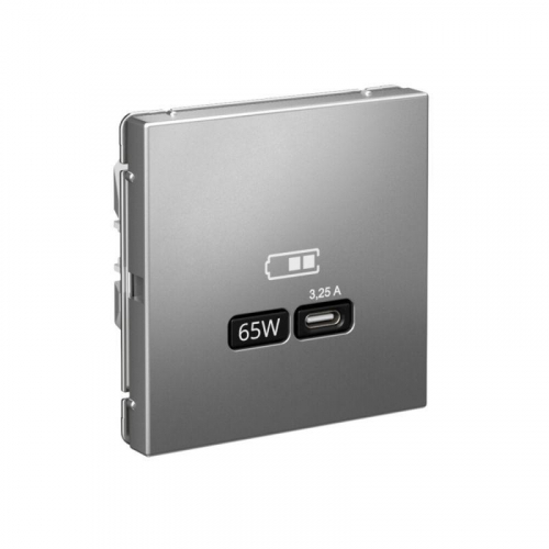 Розетка USB ArtGallery тип C 65Вт QC PD высокоскор. ЗУ механизм сталь SE GAL000927 фото 5