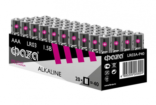 Элемент питания алкалиновый AAA/LR03 1.5В Alkaline Pack-40 (уп.40шт) ФАZА 5023024 Элемент питания алкалиновый AAA/LR03 1.5В Alkaline Pack-40 (уп.40шт) ФАZА 5023024