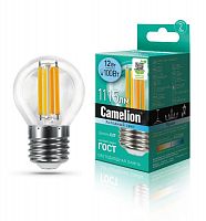 Лампа светодиодная филаментная LED12-G45-FL/845/E27 12Вт шар прозрачная 4500К бел. E27 207-244В Camelion 13715