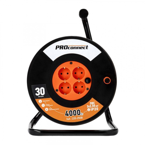 Удлинитель на катушке 4х30м с заземл. 16А IP20 Professional ПВС 3х2.5 PROCONNECT 11-7613 фото 2 Удлинитель на катушке 4х30м с заземл. 16А IP20 Professional ПВС 3х2.5 PROCONNECT 11-7613 фото 2