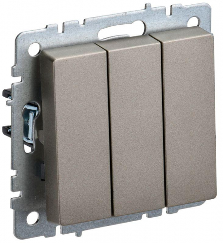 Выключатель 3-кл. СП BRITE ВС10-3-0-БрШ 10А механизм шампань IEK BR-V30-0-10-K37 Выключатель 3-кл. СП BRITE ВС10-3-0-БрШ 10А механизм шампань IEK BR-V30-0-10-K37