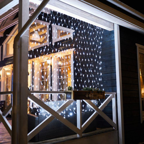 Гирлянда светодиодная "Сеть" 2.5х2.5м 432LED бел. 26Вт 220-240В IP65 провод ПВХ черн. Neon-Night 215-031 фото 4 Гирлянда светодиодная "Сеть" 2.5х2.5м 432LED бел. 26Вт 220-240В IP65 провод ПВХ черн. Neon-Night 215-031 фото 4