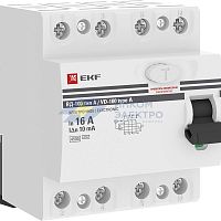 Выключатель дифференциального тока (УЗО) 4п 16А 10мА тип А ВД-100 (электромех.) PROxima EKF elcb-4-16-10-em-a-pro