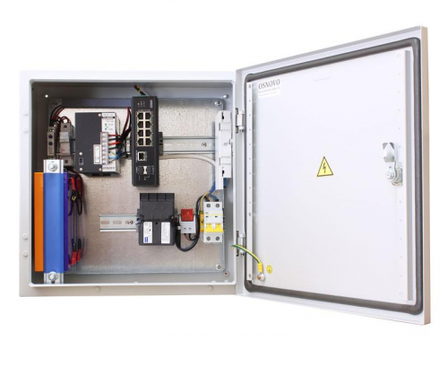 Коммутатор уличный OSS-44TB1(SW-60812/I) в корусе из нержав. стали с термостабил. и резерв. питанием на базе уличн. станции OSNOVO OSS-44TB1 OSNOVO 14223