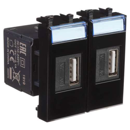 Устройство зарядное USB 2мод. 2.1А Avanti "Черный квадрат" DKC 4402542 фото 2 Устройство зарядное USB 2мод. 2.1А Avanti "Черный квадрат" DKC 4402542 фото 2