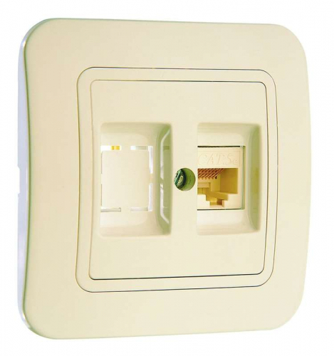 Розетка компьютерная 2-м СП Lillium 16А IP20 кат.5E + гнездо крем./крем. Makel 70235 Розетка компьютерная 2-м СП Lillium 16А IP20 кат.5E + гнездо крем./крем. Makel 70235