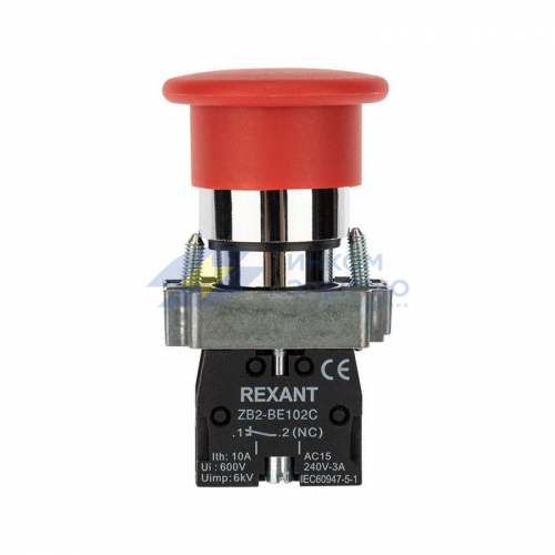 Кнопка грибовидная XB2-BS NC красн. Rexant 36-5543 фото 2