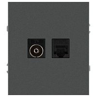 Розетка комбинированная СП Arktik RJ45 + TV 16А IP20 250В графит Эра Б0070499