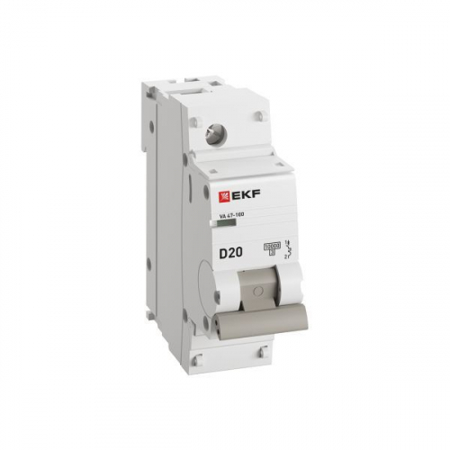 Выключатель автоматический модульный 1п D 20А 10кА ВА 47-100 PROxima EKF mcb47100-1-20D-pro фото 3