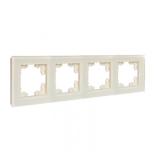 Рамка 4-м Афина стеклянная сл. кость (ivory) UNIVersal 2275 фото 2