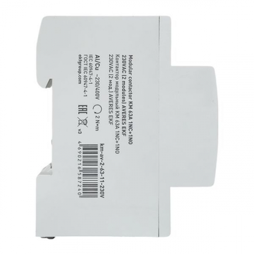Контактор модульный КМ 63А 1NC+1NO 230В AC (2 мод.) AVERES EKF km-av-2-63-11-230V фото 4 Контактор модульный КМ 63А 1NC+1NO 230В AC (2 мод.) AVERES EKF km-av-2-63-11-230V фото 4