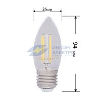 Лампа светодиодная филаментная 7.5Вт CN35 свеча прозрачная 4000К нейтр. бел. E27 600лм диммир. Rexant 604-090