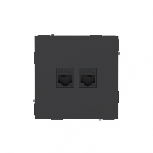 Розетка компьютерная 2-м KANT RJ45 кат.6A без шторки черн. уголь DKC 7012674