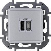 Устройство зарядное Inspiria с 2-мя USB разьемами A и C 240В/5В 3000мА алюм. IEK 673762