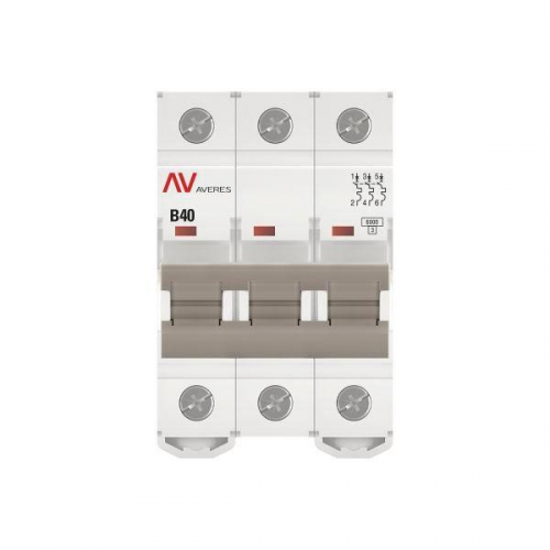 Выключатель автоматический модульный 3п B 40А 6кА AV-6 AVERES EKF mcb6-3-40B-av фото 4