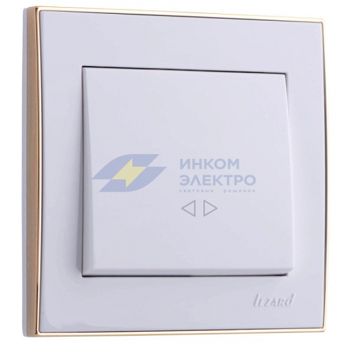 Выключатель 1-кл. СП Rain 10А IP20 с зол. боковой вставкой бел. LEZARD 703-0226-107 Выключатель 1-кл. СП Rain 10А IP20 с зол. боковой вставкой бел. LEZARD 703-0226-107