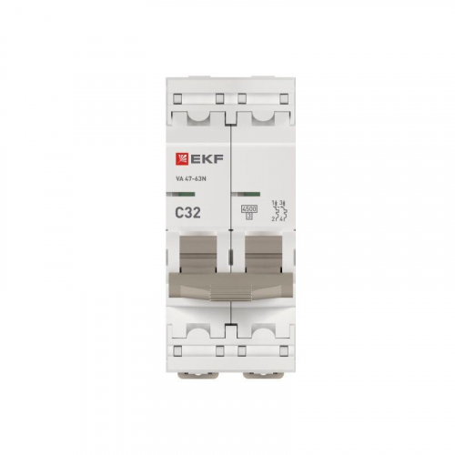 Выключатель автоматический модульный 2п C 32А 4.5кА ВА 47-63N PROxima EKF M634232C фото 4
