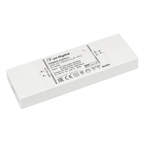 Блок питания ARV-SP-48090-FLAT-PFC 48В 1.8А 90Вт IP20 пластик Arlight 052082 Блок питания ARV-SP-48090-FLAT-PFC 48В 1.8А 90Вт IP20 пластик Arlight 052082