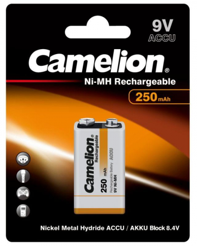 Аккумулятор "крона" 9V-250mAh Ni-Mh BL-1 NH-9V250BP1 аккумулятор 9В Camelion 5014 фото 3