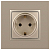 Розетка 1-м СП Эра Elegance 14-2102-04 16А IP20 16AX 250В 2P+E Schuko защ. шторки шампань Эра Б0034275