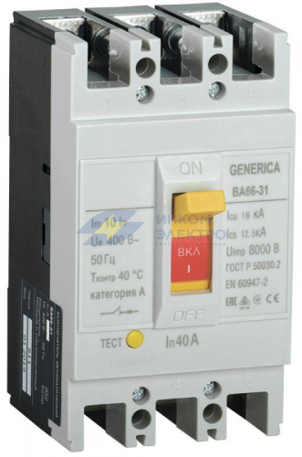 Выключатель автоматический 3п 40А 18кА ВА66-31 GENERICA IEK SAV10-3-0040-G