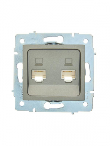 Розетка компьютерная 2-м СП ASTI IP20 RJ45 механизм платина. LEZARD 7081-3588-141