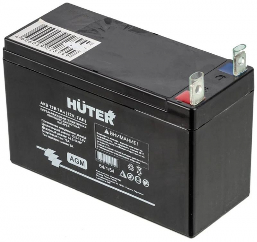 Батарея аккумуляторная АКБ 12В 7А.ч для бензиновых генераторов с электрическим запуском HUTER 64/1/54 фото 2