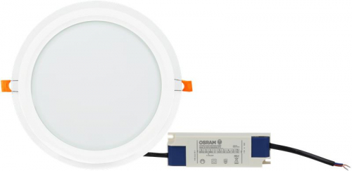 Светильник светодиодный Downlight DL GLASS 840 WT 15Вт 4000К IP20 1350лм ДВО даунлайт кругл. встраив. с декоративным стеклом бел. OSRAM 4607194230754 фото 3 Светильник светодиодный Downlight DL GLASS 840 WT 15Вт 4000К IP20 1350лм ДВО даунлайт кругл. встраив. с декоративным стеклом бел. OSRAM 4607194230754 фото 3