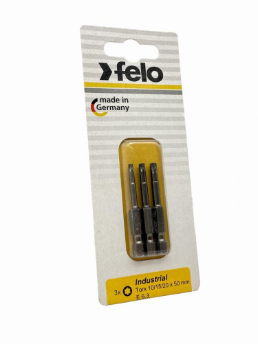Биты TX10/TX15/TX20 50мм Industrial (блист.3шт) FELO 03693116 фото 2 Биты TX10/TX15/TX20 50мм Industrial (блист.3шт) FELO 03693116 фото 2