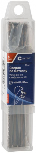 Сверло по металлу удлиненное ПРОФИ/Profi 4.8х132мм с кобальтом 5% (уп.10шт) Cutop 48-48-132 фото 3 Сверло по металлу удлиненное ПРОФИ/Profi 4.8х132мм с кобальтом 5% (уп.10шт) Cutop 48-48-132 фото 3