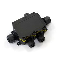Коробка распределительная ОП 131х95х37 5-вводная IP68 ПА66 40А 450В d3.5-12мм с откидной крышкой черн. Промрукав PR08.13154