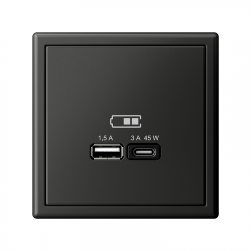 Розетка USB ArtGallery тип A+C 45Вт QC PD высокоскор. ЗУ механизм базальт SE GAL001429 фото 3