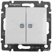 Выключатель 2-кл. СП Valena 10А IP20 с индикацией механизм бел. (DIY-упак.) IEK 694278