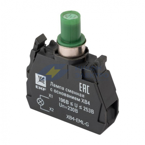 Лампа сменная с основанием XB4 зел. 230В PROxima EKF XB4-EML-G Лампа сменная с основанием XB4 зел. 230В PROxima EKF XB4-EML-G